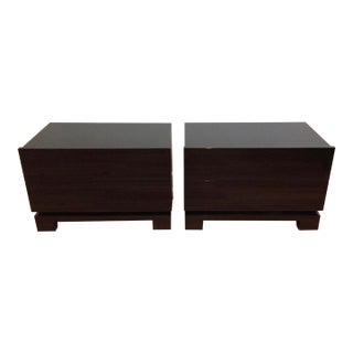 1980s Roche Bobois Black Lacquered Pekino Nightstands - A Pair For Sale