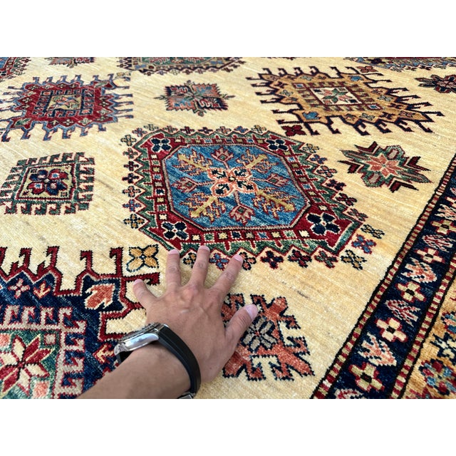 Hand-Knotted Afghan Kazak Wool Area Rug - 8'10" X 11'10" For Sale - Image 12 of 15