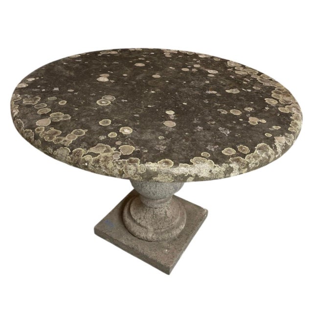 2000 - 2009 Vintage Weathered Cast Stone Garden Bistro Table For Sale - Image 5 of 12