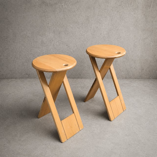 Vintage Suzy Folding Stools in Beech by Adrian Reed, 1980s, Set of 2 For Sale - Image 14 of 14