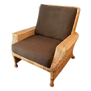 McGuire Furniture Co Wicker Rattan Lounge Club Chair - 1 of 2 For Sale