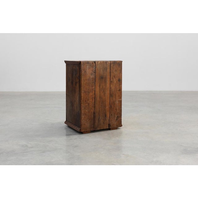 Rustic Oak Cabinet with Geometric Floral Carvings, Belgium , 17th Century For Sale - Image 12 of 13