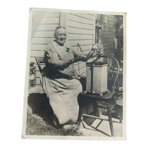 Early 20th Century Photo of a Granny Working at Her Butter Churn