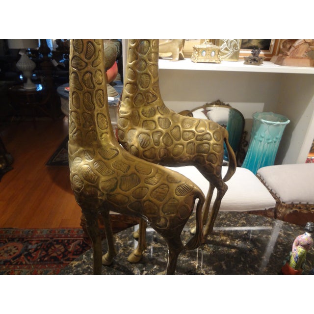 Metal 1960s Hollywood Regency Brass Giraffes- a Pair For Sale - Image 7 of 12