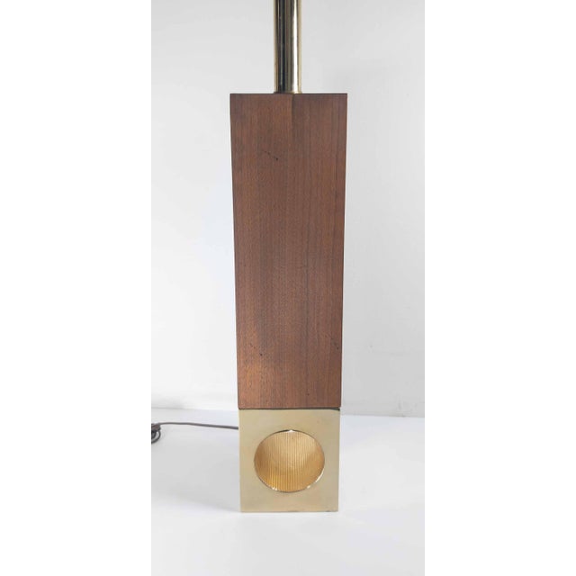 Mid 20th Century Mid-Century Modern Walnut and Gilt Metal Table Lamp For Sale - Image 5 of 10