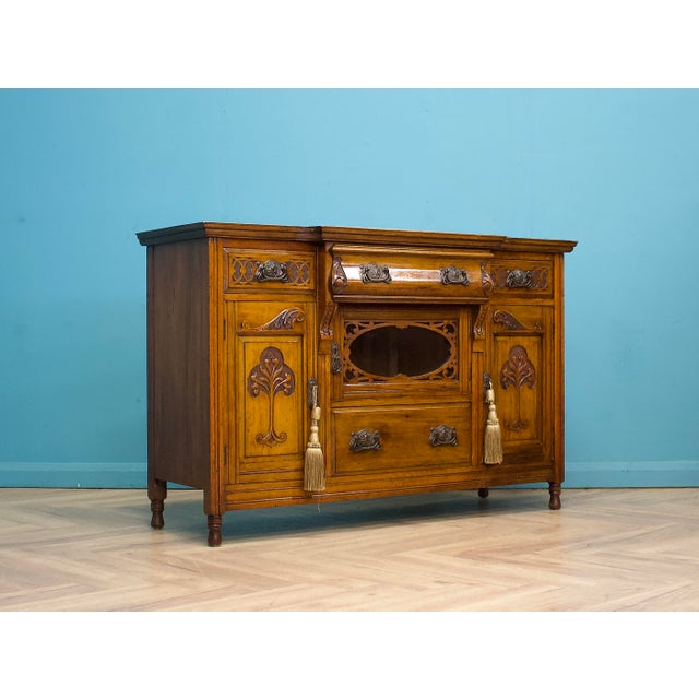 Antique Art Nouveau Walnut Sideboard, 1900s For Sale - Image 3 of 11