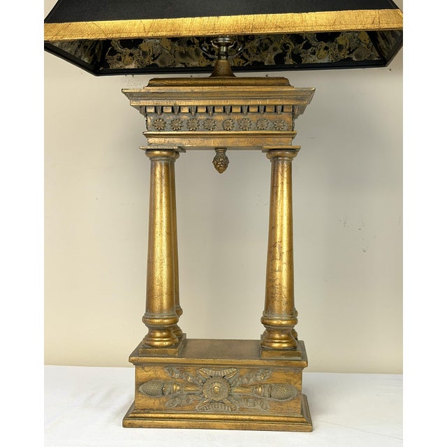 Wood Vintage French Empire Style Bouillotte Lamps With Finials and Shades- A Pair For Sale - Image 7 of 17