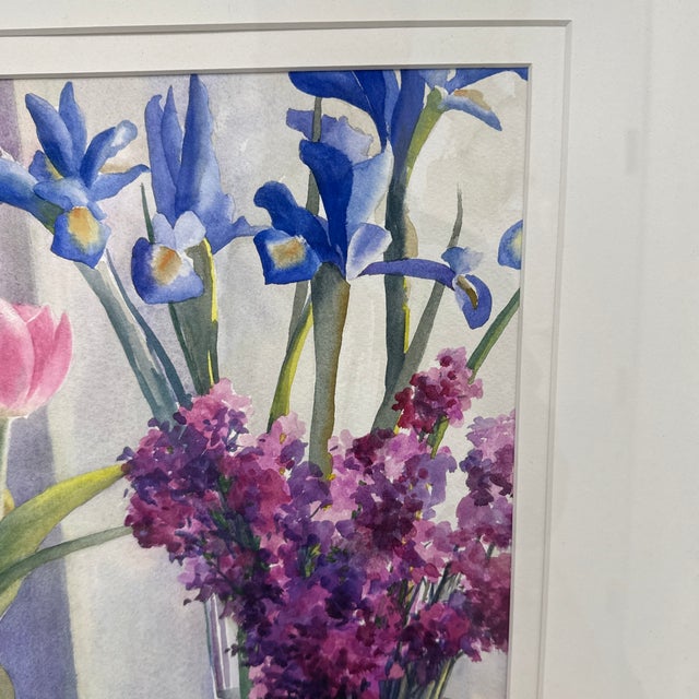 Paint Ruth Beeve Jan's Flowers Framed Watercolor, Circa 1996 For Sale - Image 7 of 12