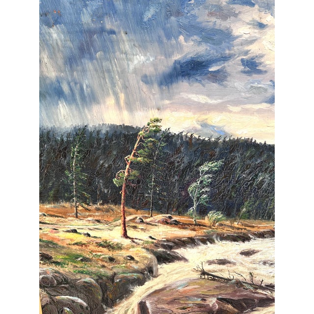 Impressionist Sweden's Storforsen Rapids Oil Painting For Sale - Image 3 of 6