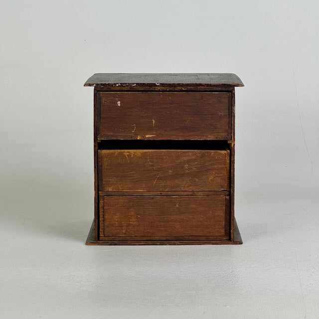 Late 19th Century 19th Century Small Mantel Top 3 Drawer Wood Americana Chest, Hand Crafted & Constructed For Sale - Image 5 of 12