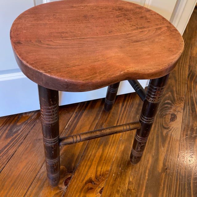 American Early 1900s Carved Low Stool For Sale - Image 3 of 5