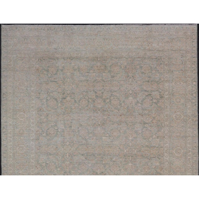 Modern Tabriz Design Rug by Keivan Woven Arts in Soft Green Tones 8'10 X 11'10 For Sale In Atlanta - Image 6 of 12
