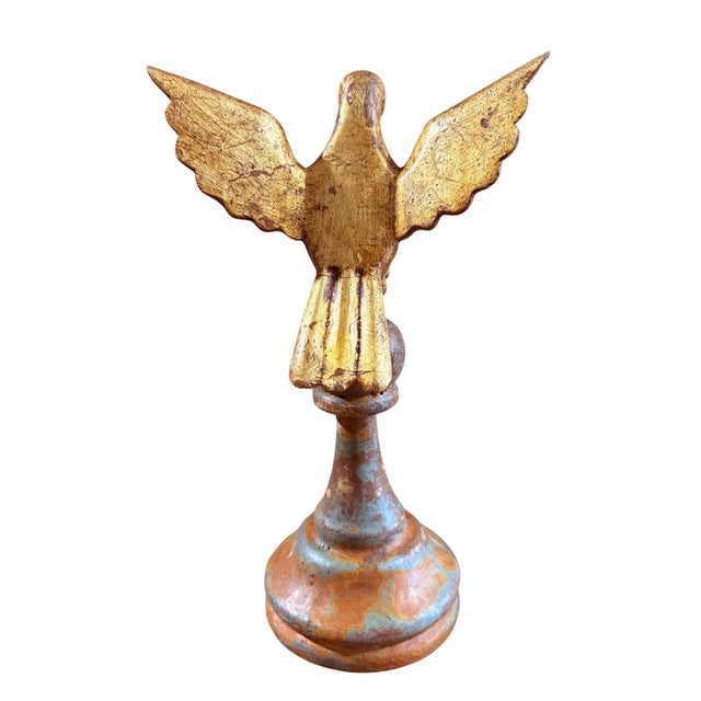 1980s Carved Wood Bird Sculpture on Finial 8" H For Sale - Image 5 of 6