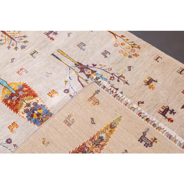 Beige Contemporary Gabbeh Rug 5'6'' X 7'7'' For Sale - Image 8 of 11