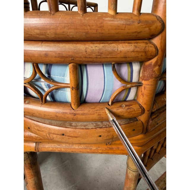 Vintage Brighton Pavilion Style Bamboo Accent Dining Chairs With Cushions - A Pair For Sale - Image 17 of 18