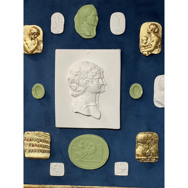 Grand Tour #1040 Pair of Grand Tour Revival Adams Style Gilt & Plaster Intaglio in Giltwood Frames For Sale - Image 3 of 11