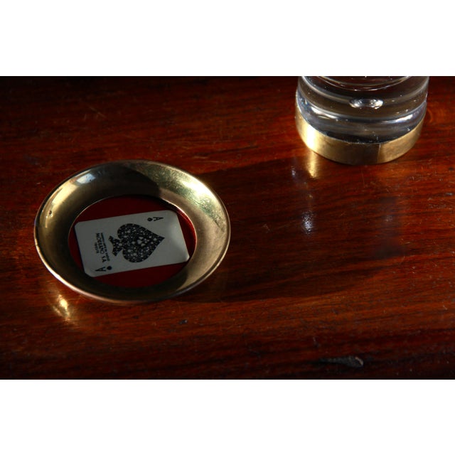 Metal Antique Poker Dassi Playing Cards Coasters in Brass and Glass from Modiano, Italy, 1950s, Set of 4 For Sale - Image 7 of 13