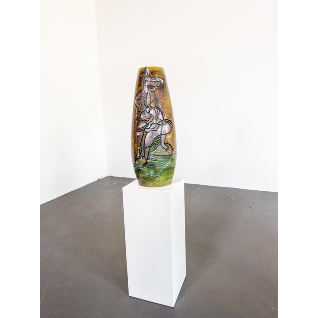 Forest Green Floor Vase by Marian Zawadzki, 1965 For Sale - Image 8 of 10