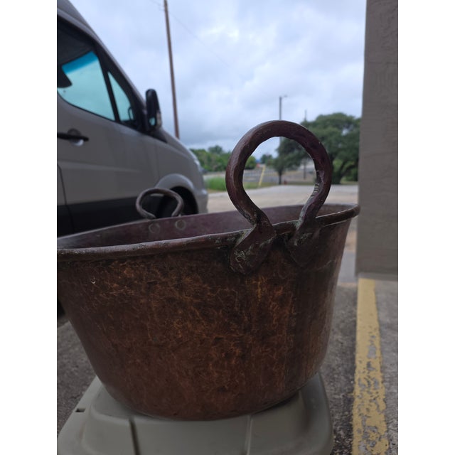Extra Large Old Copper Cauldron With Handles For Sale - Image 13 of 14