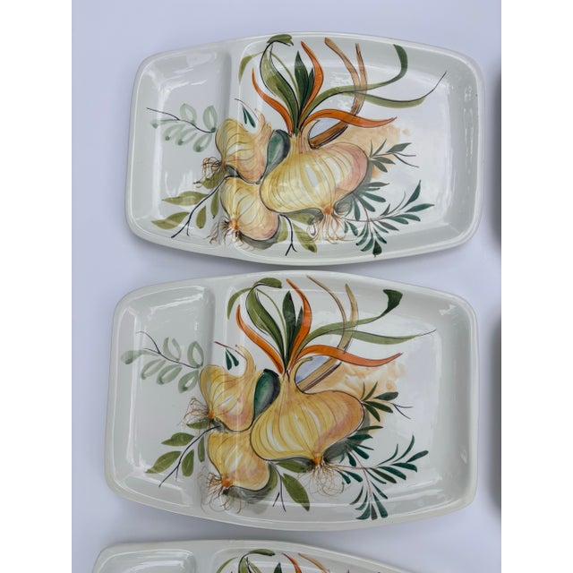 Vintage Mancioli Italian Hand-Painted Onion Divided Serving Platter Plates | Made in Italy, Set of 6 For Sale In Louisville - Image 6 of 10