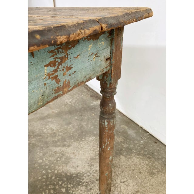 Antique Reclaimed Wood Weathered Blue Painted Table For Sale - Image 12 of 13