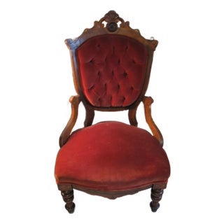 Antique Victorian Renaissance Revival Carved Walnut Armchair, Circa 1880 For Sale