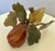 Vintage pair of Chinese carved stone fruit, featuring an orange carnelian and agate grapes with carved jade leaves and...