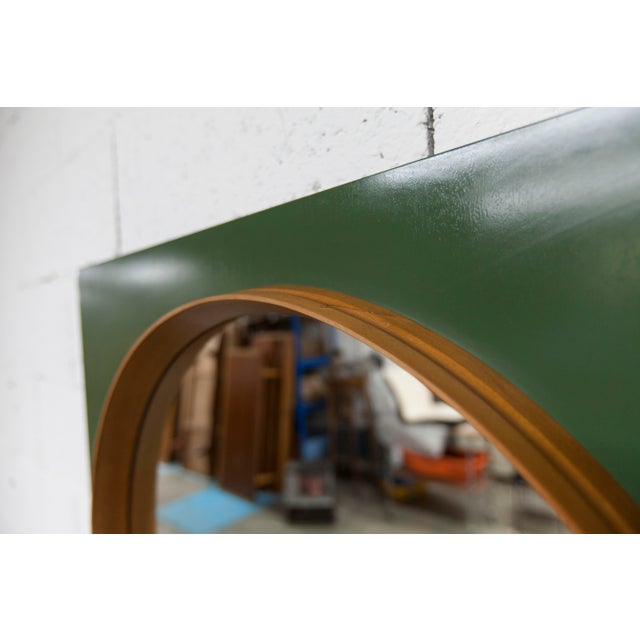 Round Teak Wall Mirror on Green Rectangular Board, 1960s For Sale - Image 12 of 18