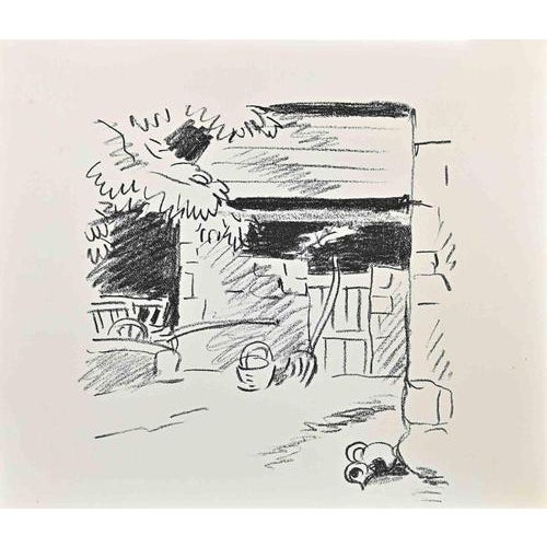 Wilhelm Gimmi, The Yard, Lithograph, 1955 For Sale