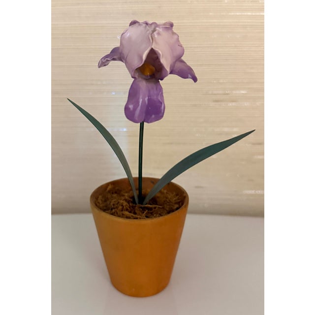 French Porcelain Flower in Terracotta Pot For Sale - Image 11 of 11
