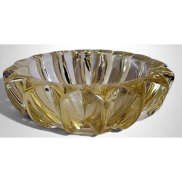 Yellow Mid 20th Century Art Deco French Molded Glass Bowl Attributed to Pierre d'Avesn For Sale - Image 8 of 18
