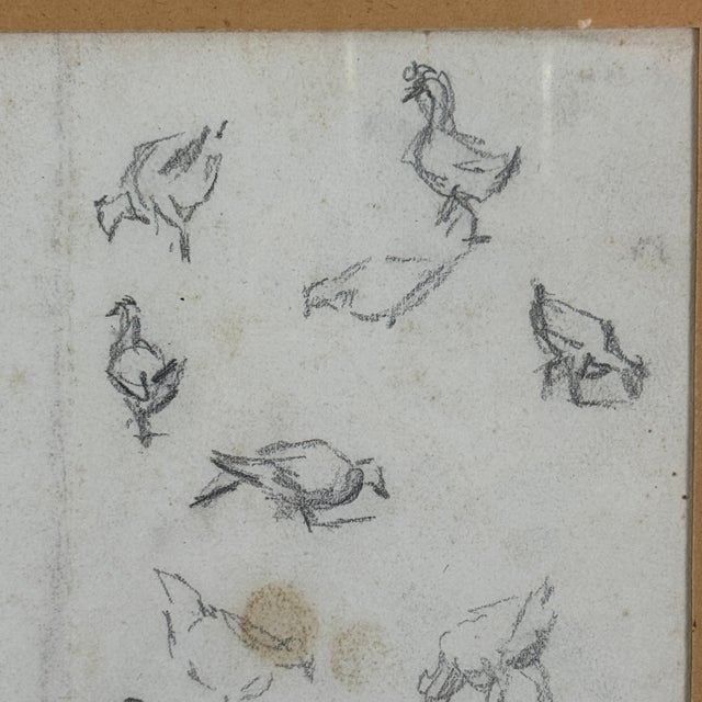 Black Delightful Vintage Study of Chicken, Framed Signed Pencil on Paper For Sale - Image 8 of 10