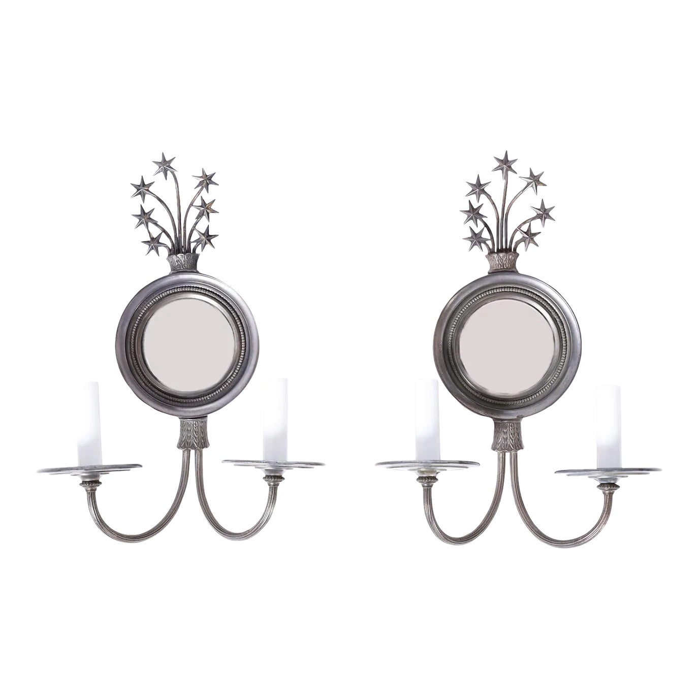 Pair of Mirrored Wall Sconces With Stars Chairish