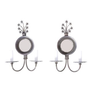 Pair of Mirrored Wall Sconces With Stars For Sale