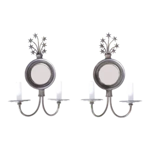 Pair of Mirrored Wall Sconces With Stars