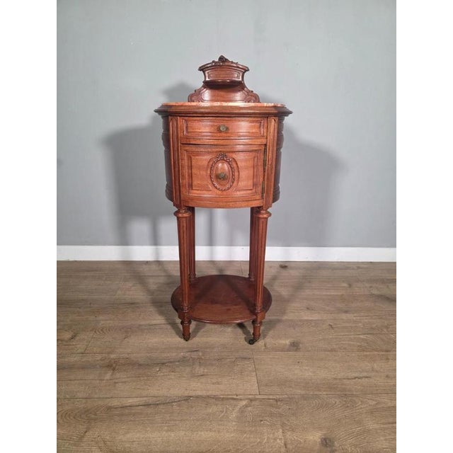 Antique French Mahogany Bedside Cabinet with Marble Top, 1910 For Sale - Image 9 of 9