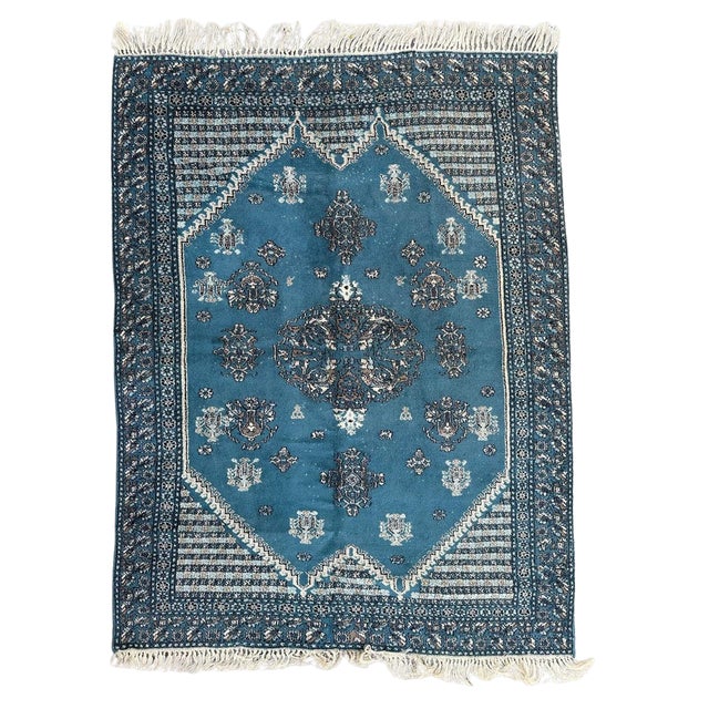 Vintage Rustic Moroccan Rabat Rug, 1960s For Sale