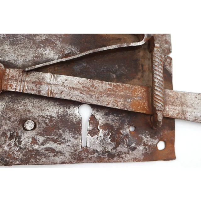 Traditional 18th Century Hand Forged Wrought Iron Door Rim Lock For Sale - Image 3 of 8