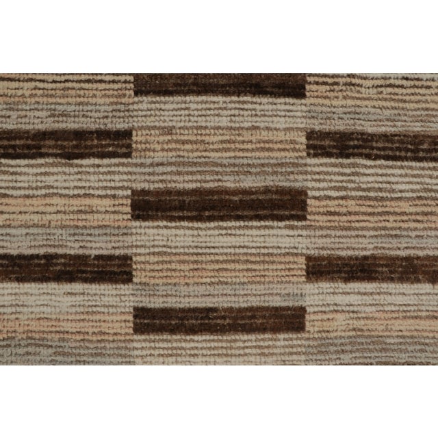 Rug & Kilim’s Modern Rug with Beige-brown Geometric Patterns - 6x9 For Sale In New York - Image 6 of 7