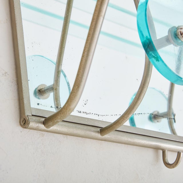 Chrome + Glass Wall Mounted Coat Rack with Shelf, Italy 1970s For Sale - Image 12 of 18