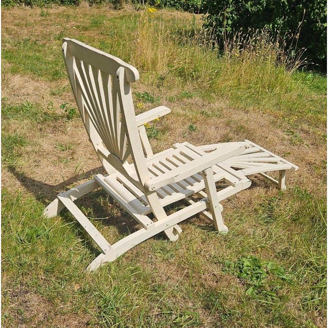 Wood British Art Deco Folding Sunray Garden Lounger, 1930 For Sale - Image 7 of 18