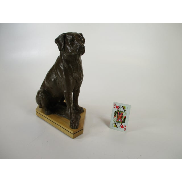 Dan Ostermiller, Bronze Dog, Lab, Labrador Sitting Statue, Wooden Bace Artist Signed: 1995, 2/20 For Sale - Image 10 of 18