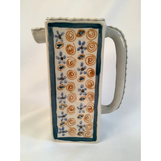 1970s Handmade Glazed Pottery Pitcher For Sale - Image 10 of 11