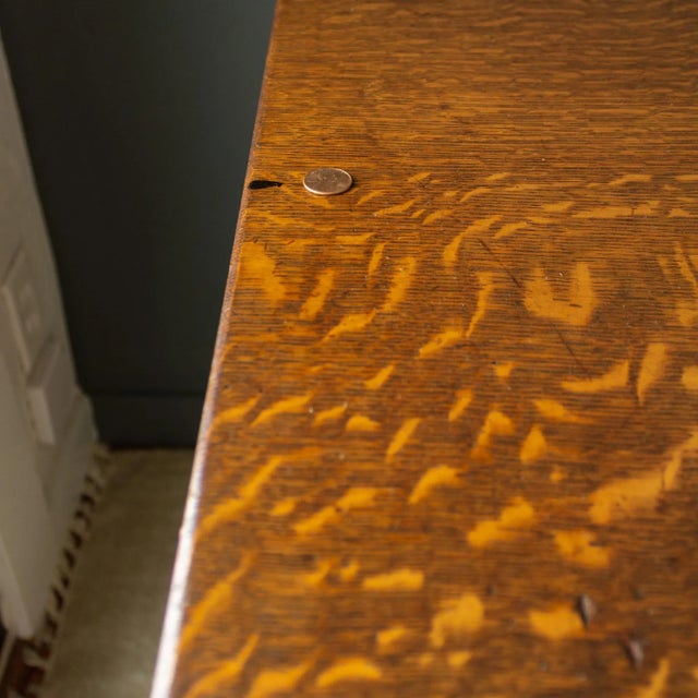 19th Century Jacobean Revival Tiger Oak Library Table or Center Table With Drawers For Sale - Image 18 of 18