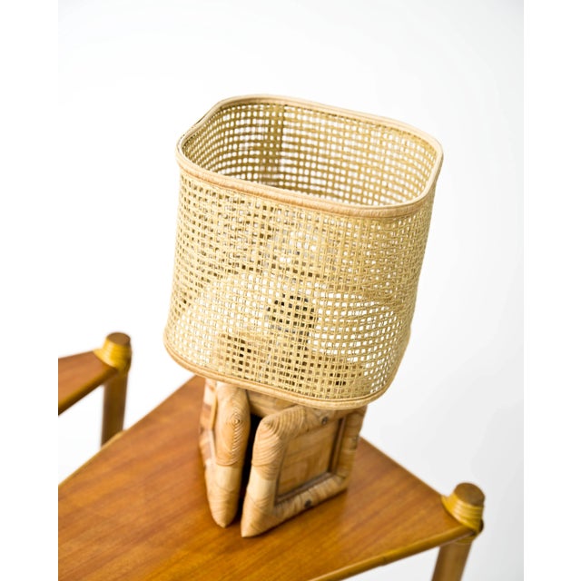 1970s Italian Bamboo Table Lamp For Sale - Image 4 of 5