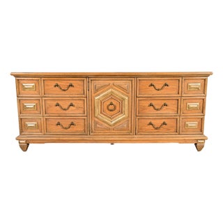 Thomasville Spanish Mediterranean Pecan Wood Triple Dresser or Credenza, 1960s For Sale