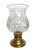 This Ralph Lauren-style etched crystal and heavy brass base hurricane lamp is a large round candle holder suitable for any...
