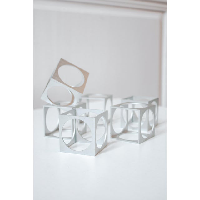 Vintage Aluminum Napkin Rings or Egg Cups attributed to Pierre Vandel for Pierre Cardin, 1970s, Set of 6 For Sale - Image 10 of 10