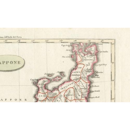 Black Antique Map of Japan with Coast of Korea by Barbiellini, 1807 For Sale - Image 8 of 10