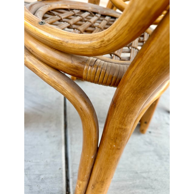 1970s Franco Albini Style 5-Piece Rattan & Glass Dining Set – Highback Peacock Chairs For Sale - Image 9 of 15